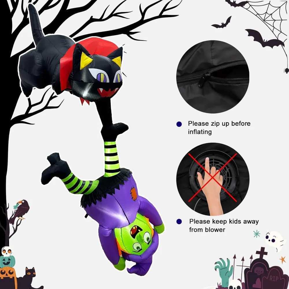 Halloween Ghost 8-foot Halloween Inflatable Outdoor Decoration Cat and Witch Halloween Blow molded Courtyard DecorationX240910