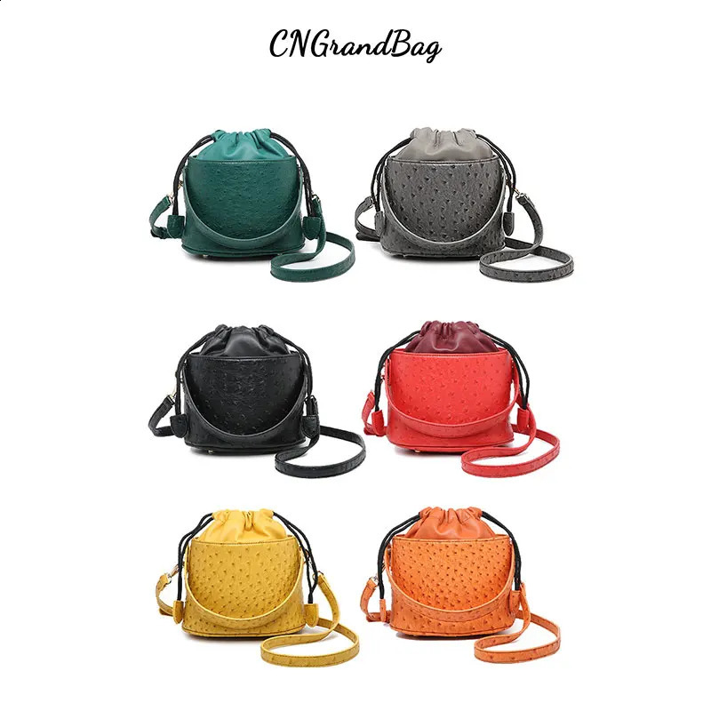 Fashion Ostrich Pattern Bucket Handbag ner Womens Shoulder Bag High Quality Horizontal Custom Portable Clutch 240910