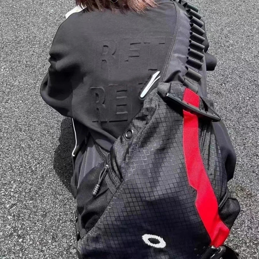 Punk Hip-hop Backpack Y2K Shoulder PU Leather Ins Schoolbag Large Capacity Unisex Casual Chest Bag 240910