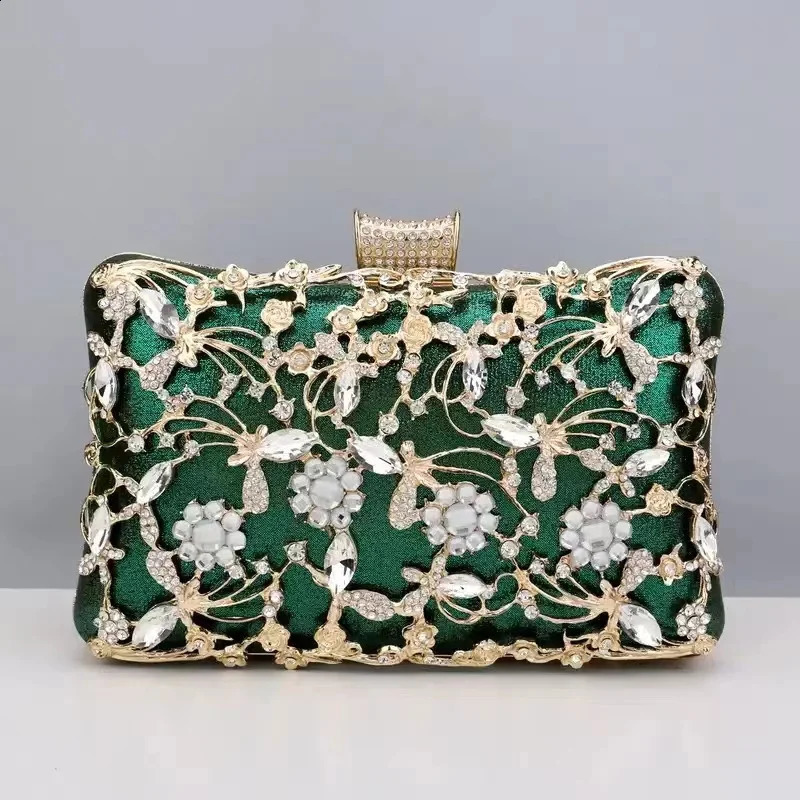 Sparkling and sparkling evening bag rhinestone hard surface box elegant womens wedding shoulder banquet y wallet 240910