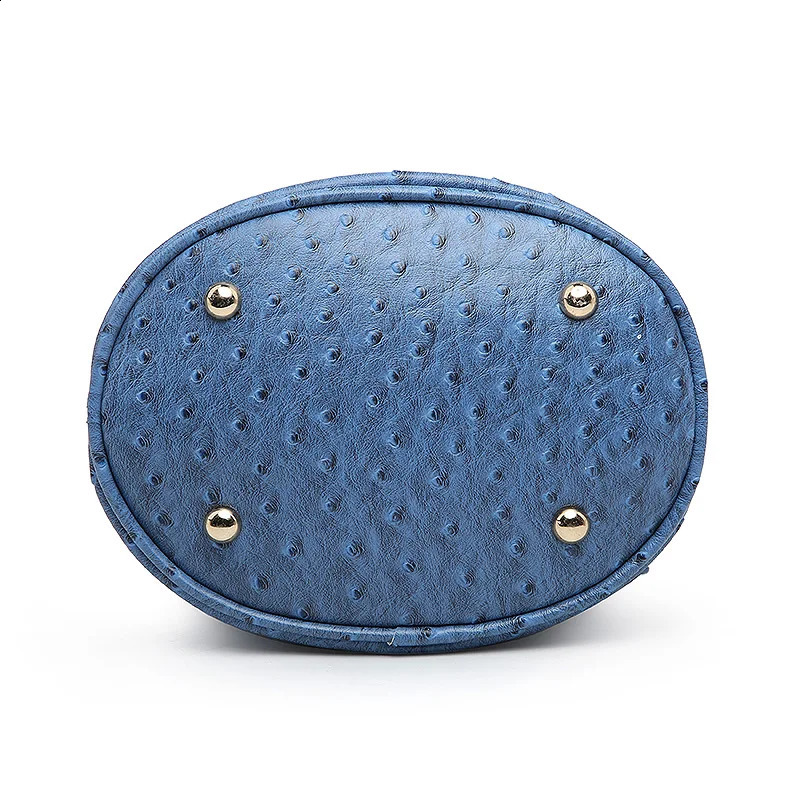 Fashion Ostrich Pattern Bucket Handbag ner Womens Shoulder Bag High Quality Horizontal Custom Portable Clutch 240910