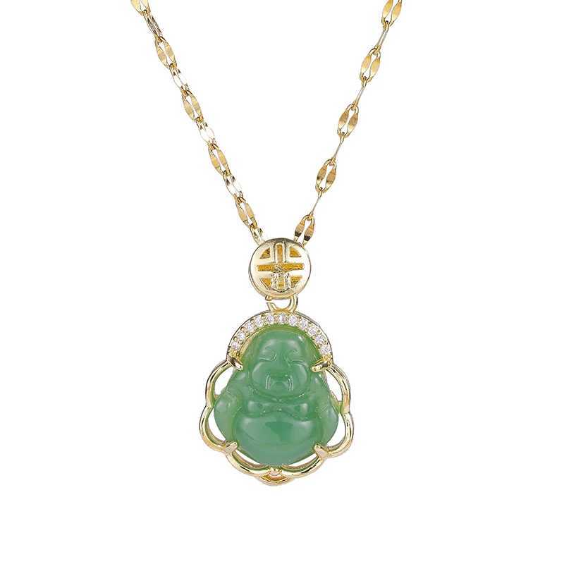 New In Safe Guard Lucky Maitreya Buddha Pendant Stainless Steel Necklaces For Women Vintage Style Female Birthday Gift JewelryX240910