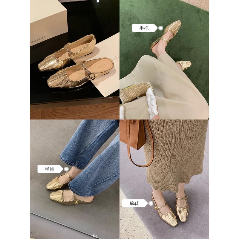 Dress Shoes Women Mary Janes Flats Shallow Pointed Toe Summer Designer Brand Sandals Lolita Walking Chaussures Femme