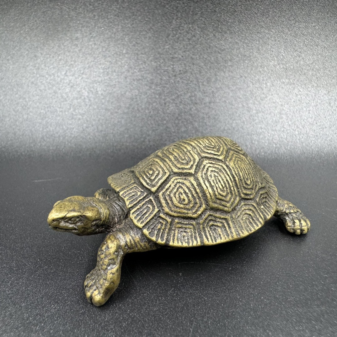 Brass small turtle ornaments solid copper thousand-year-old turtle pattern longevity turtle mini copper turtle simulation turtle bronze 65.5g