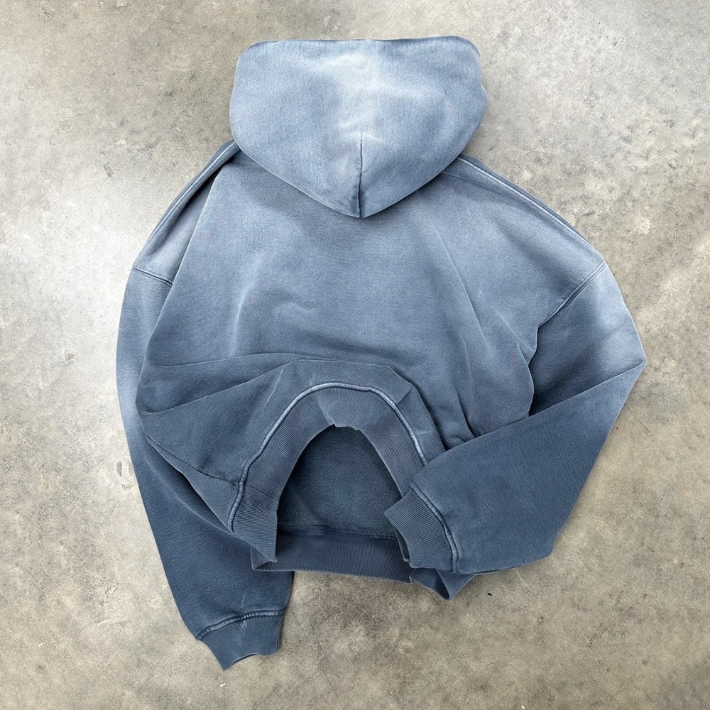 Custom Streetwear Pullover Hoody Jacket Blank Oversized French Terry Heavyweight Vintage Acid Wash Sun Faded Hoodie
