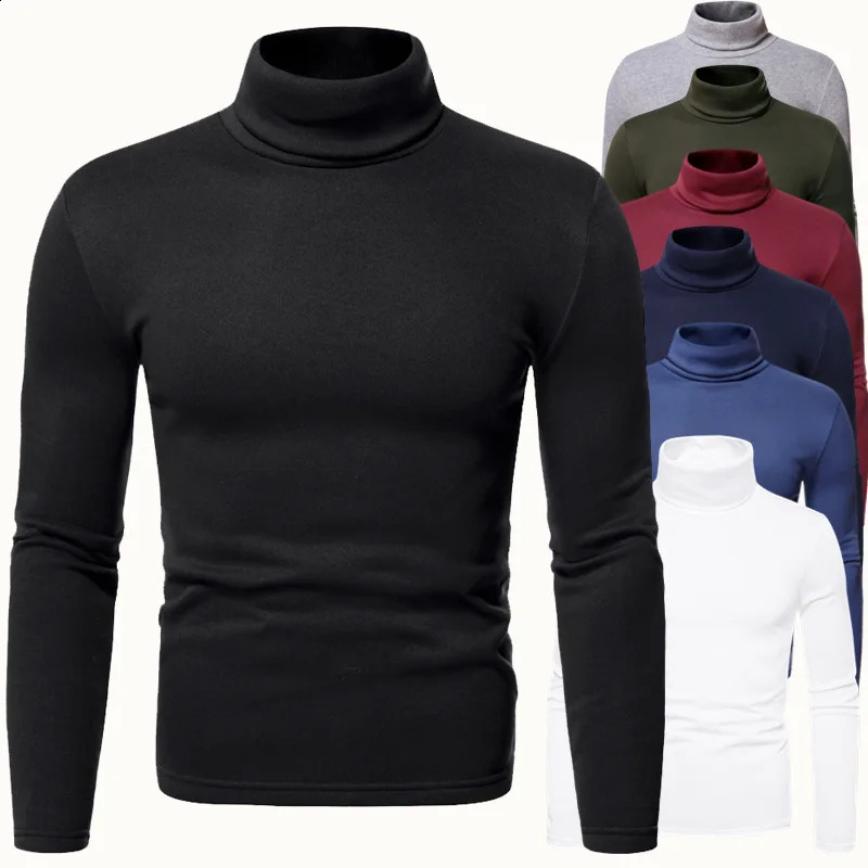 Mens Turtleneck for winter autumn pure color sweater warm long sleeved top 240910