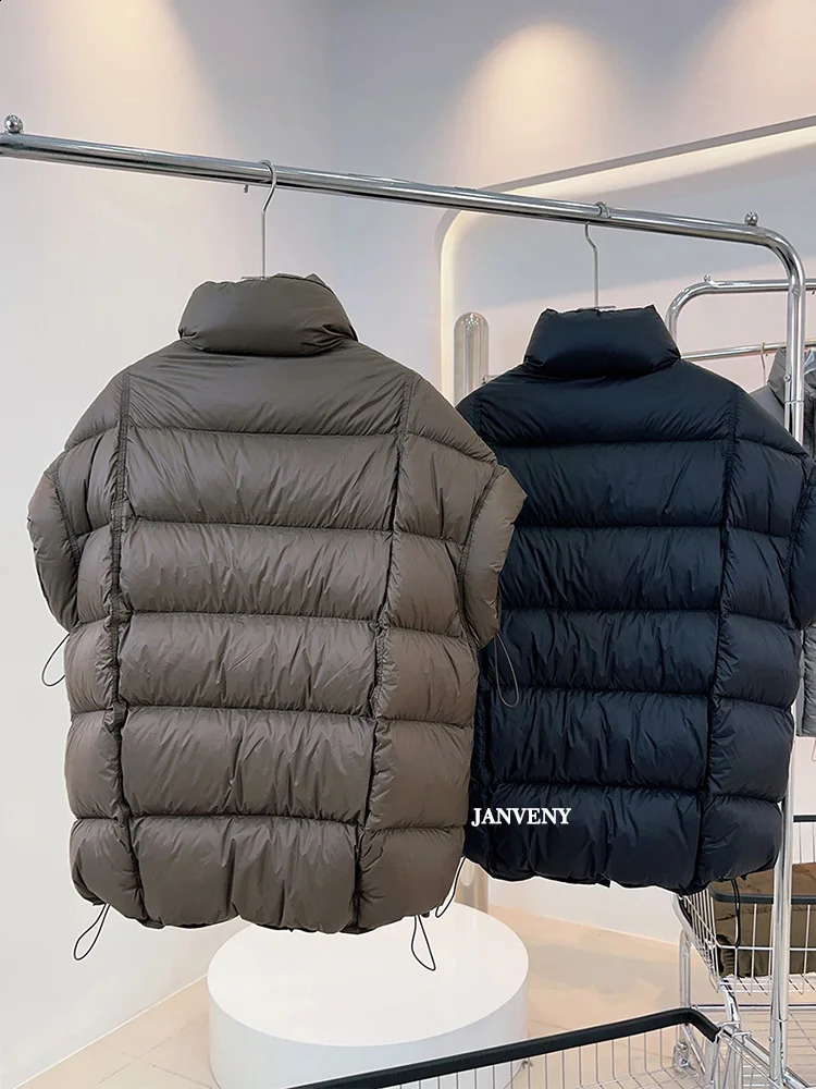 Janveny y Autumn Loose Inflatable Sleeveless Tank Top Womens Turtle Neck Zipper Warm Light White Duck Down Coat 240910