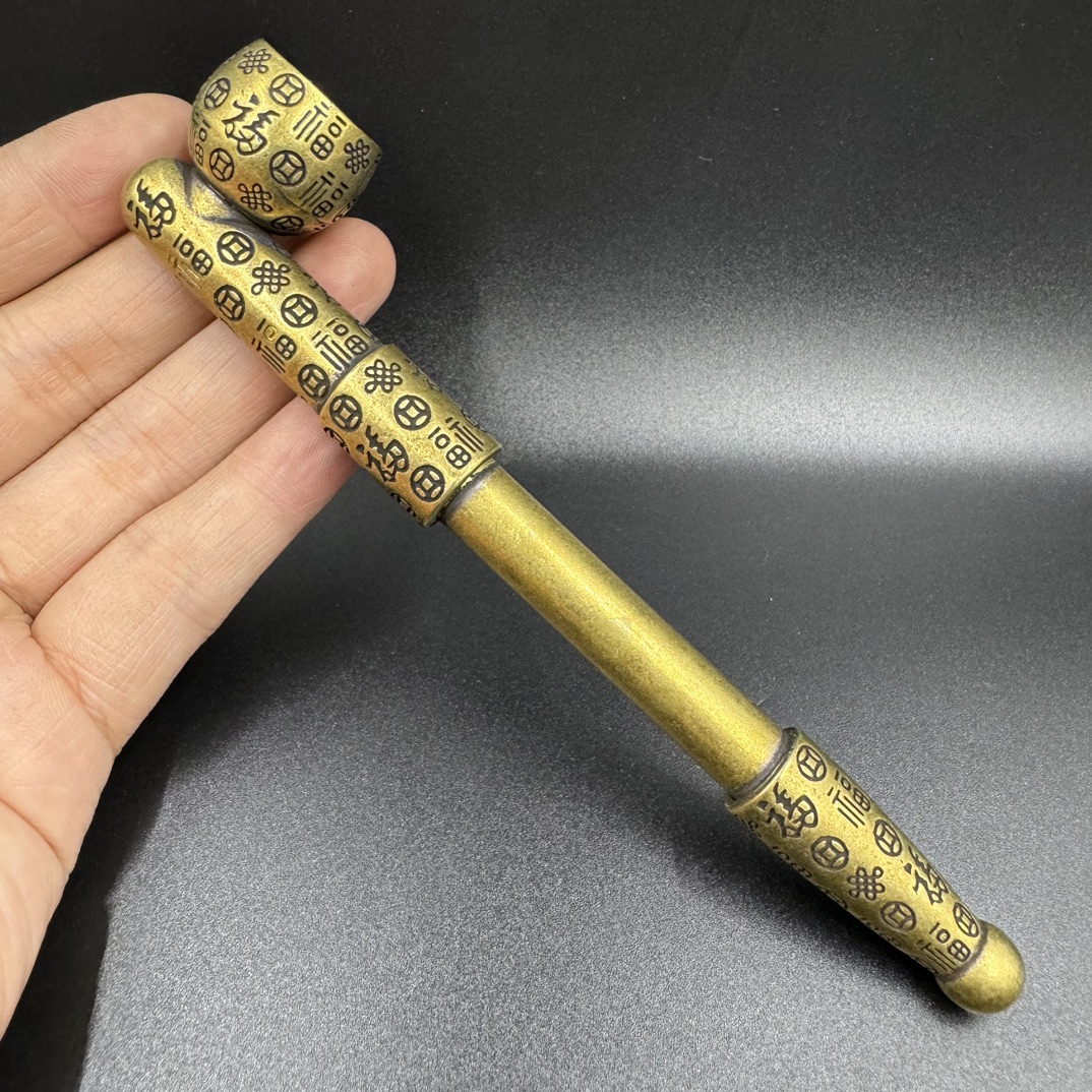 Smoking pipes Pure copper dry tobacco pole brass cigarette bag pot dual purpose filter cigarette holder old style pipe