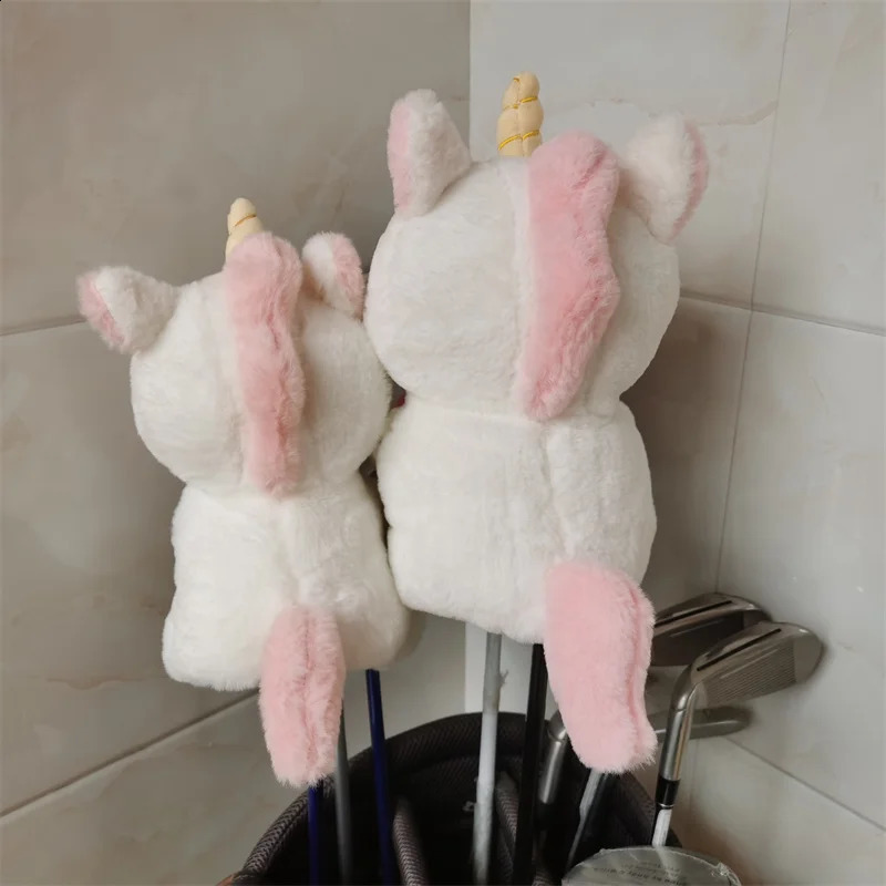 Unicorn Golf Driver Head Cover Plush Cartoon Golf Fairway Wood Headcover Stock 2 Colors 240909
