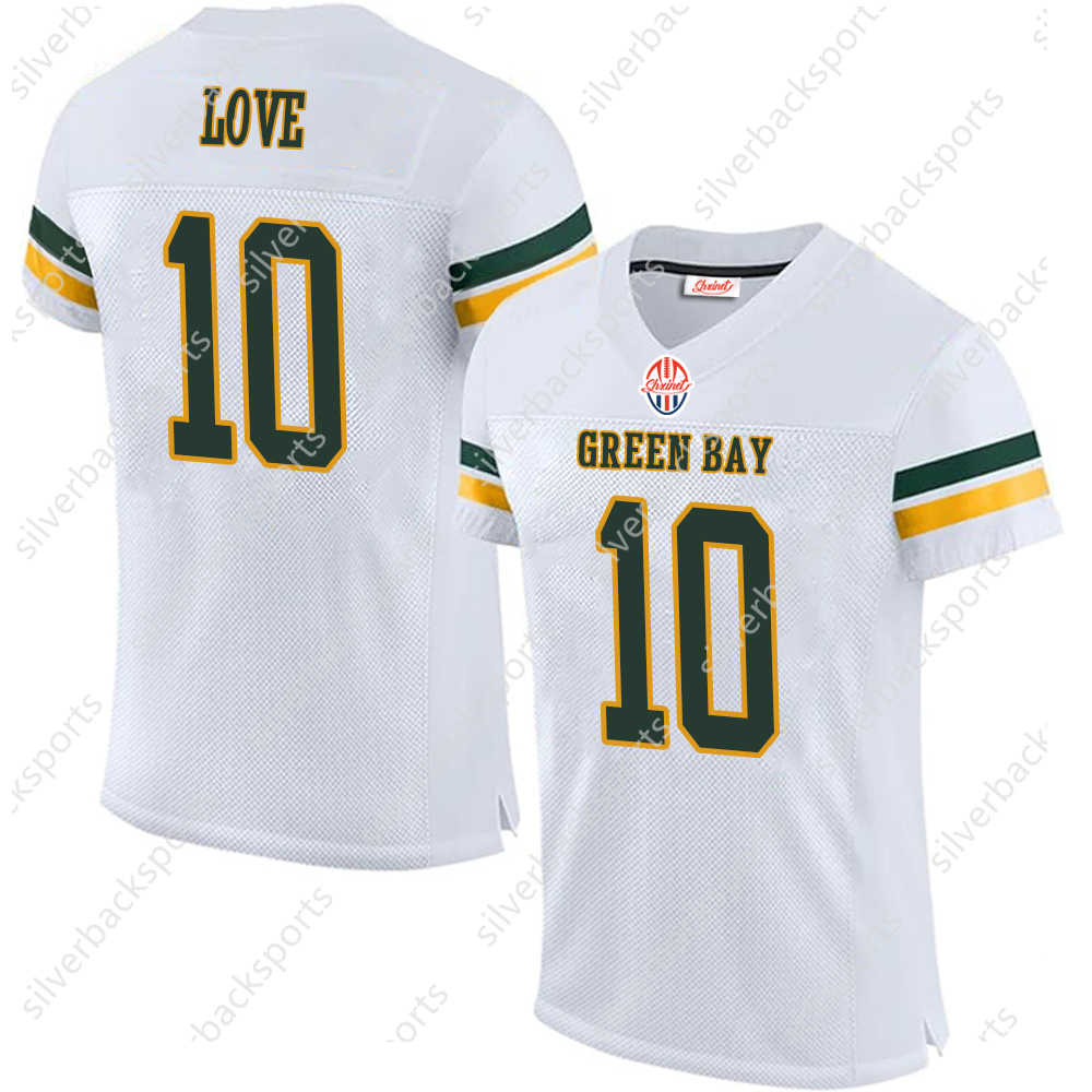 Shxinet DIY Football Jerseys Bey 10 Love Christian 12 Rodgers Aaron Jones Dillon Randall Cobb Quay Walker 4 Favre Custom All ed Name and Number This b