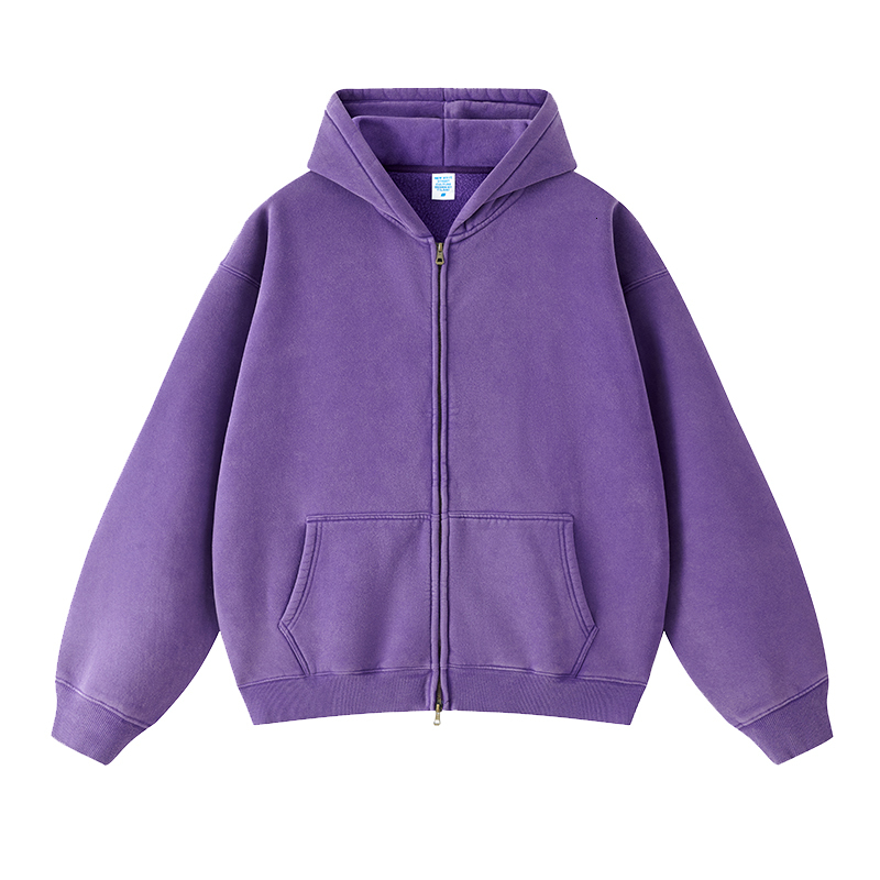 Men's Hoodies Sweatshirts Wholesale streetwear heavyweight oversized hoodie no string zip up hoodie vintage acid wash mens hoodie z241026