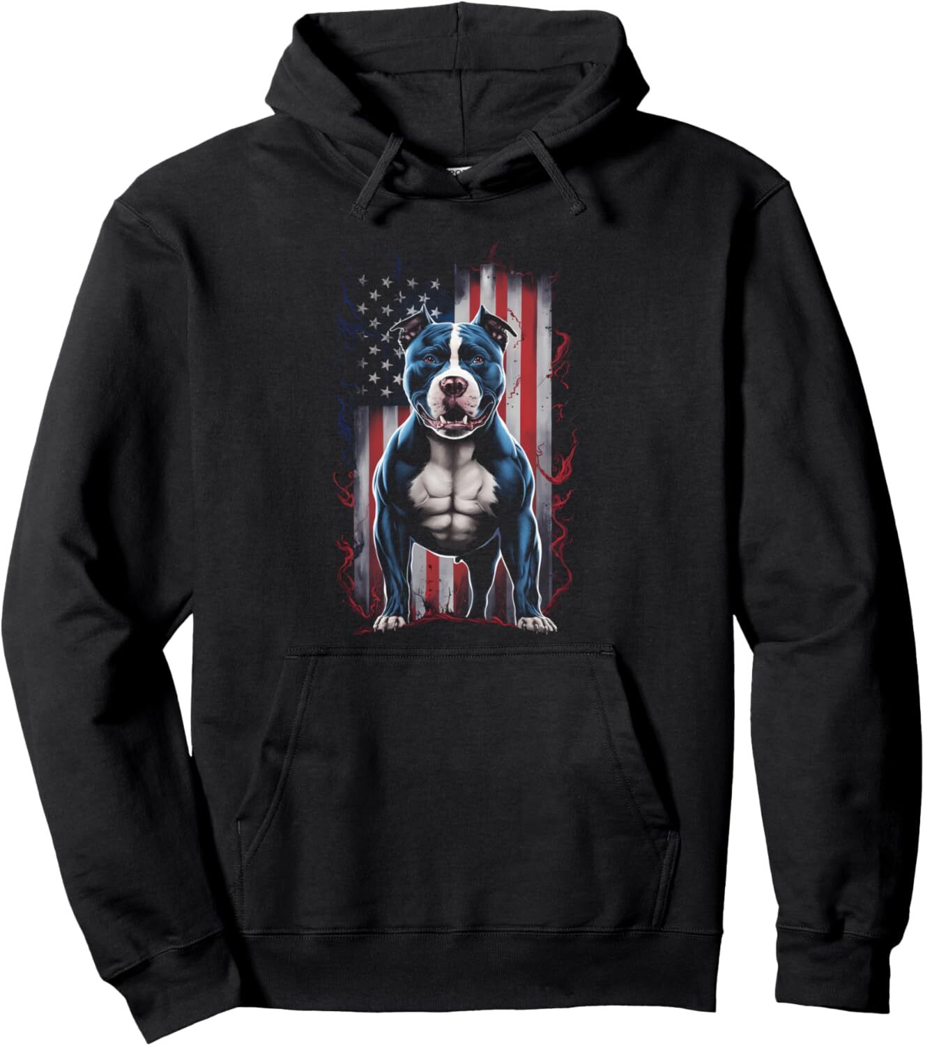 Long Sleeve Shirts for Men sweatshirt American Flag Pitbull Patriotic Fierce and Strong Graphic Pullover Hoodie T shirt Tee Streetwear Casual tops clo