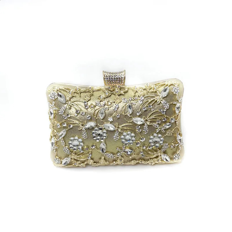 Sparkling and sparkling evening bag rhinestone hard surface box elegant womens wedding shoulder banquet y wallet 240910