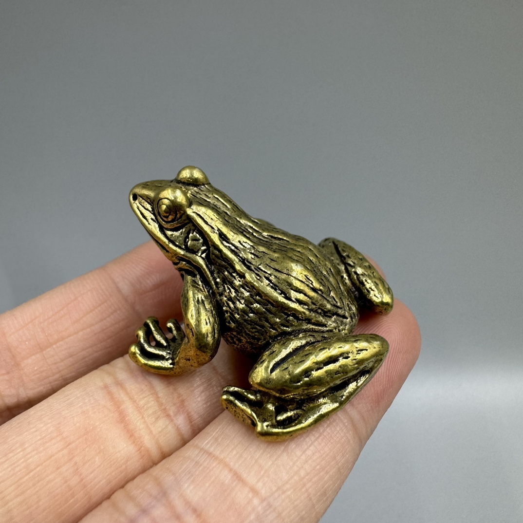Solid Brass Frog Figurine Small Statue Home Ornament Figurines Collectibles