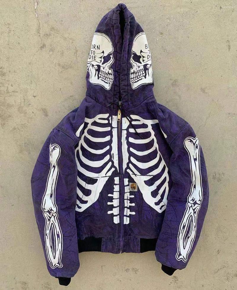 Men's Hoodies Spot Big Promotion Halloween 2024 Autumn And Winter Sweater Cross-border Amazon Skull Long Sleeve Hooded Cardigan