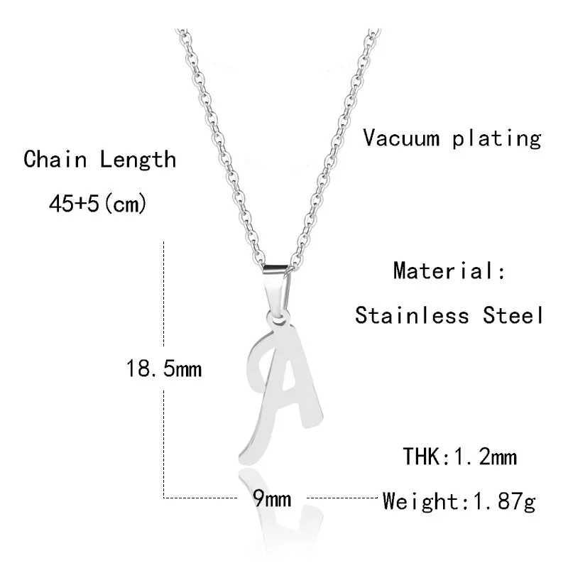 Silver Color 26 Letters Jewelry English Alphabe Necklaces for Women Choker A B C D E F G H I J K L M N O P Q R S T U V W X Y ZX240910