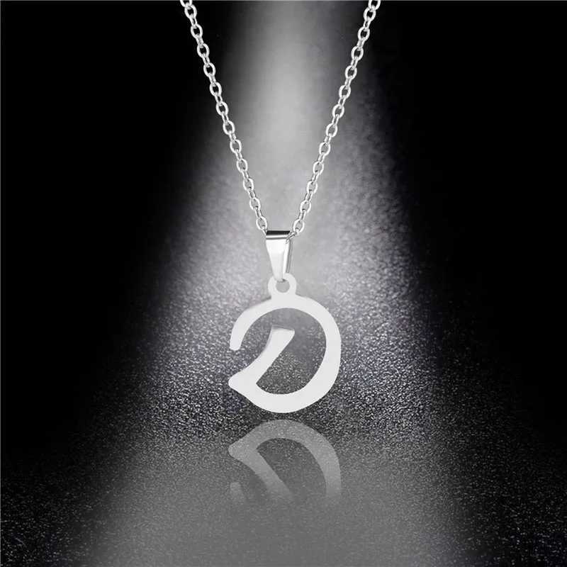 Silver Color 26 Letters Jewelry English Alphabe Necklaces for Women Choker A B C D E F G H I J K L M N O P Q R S T U V W X Y ZX240910