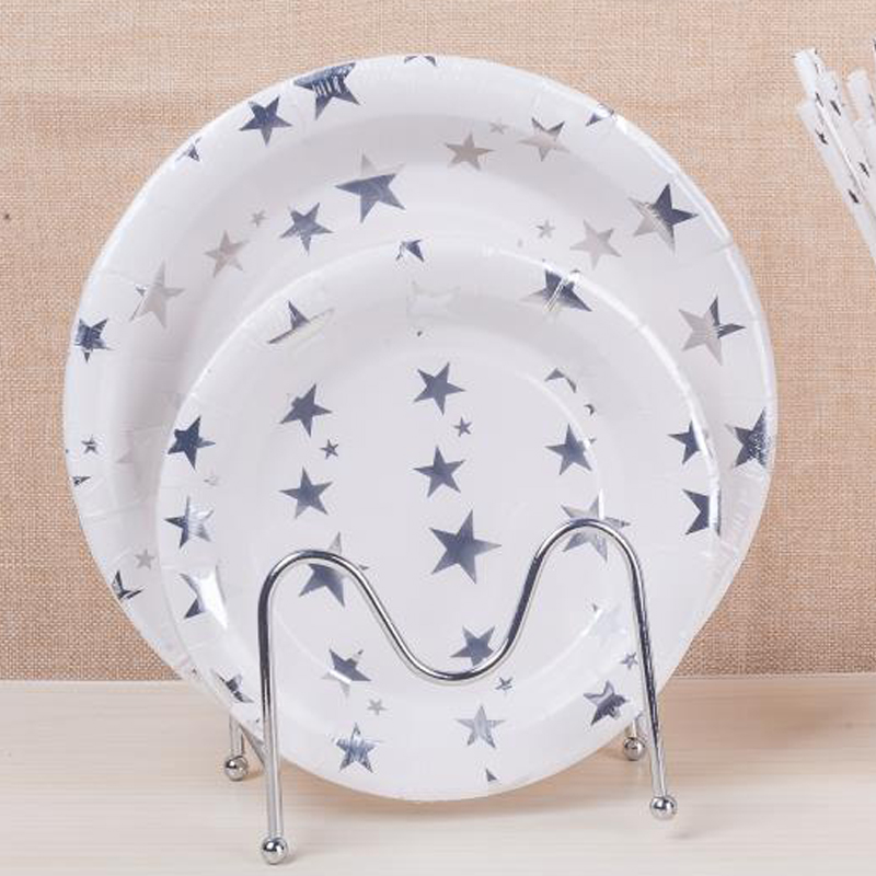 Hot sale disposable paper discs paper tableware party supplies hot stamping discs 100 pieces each