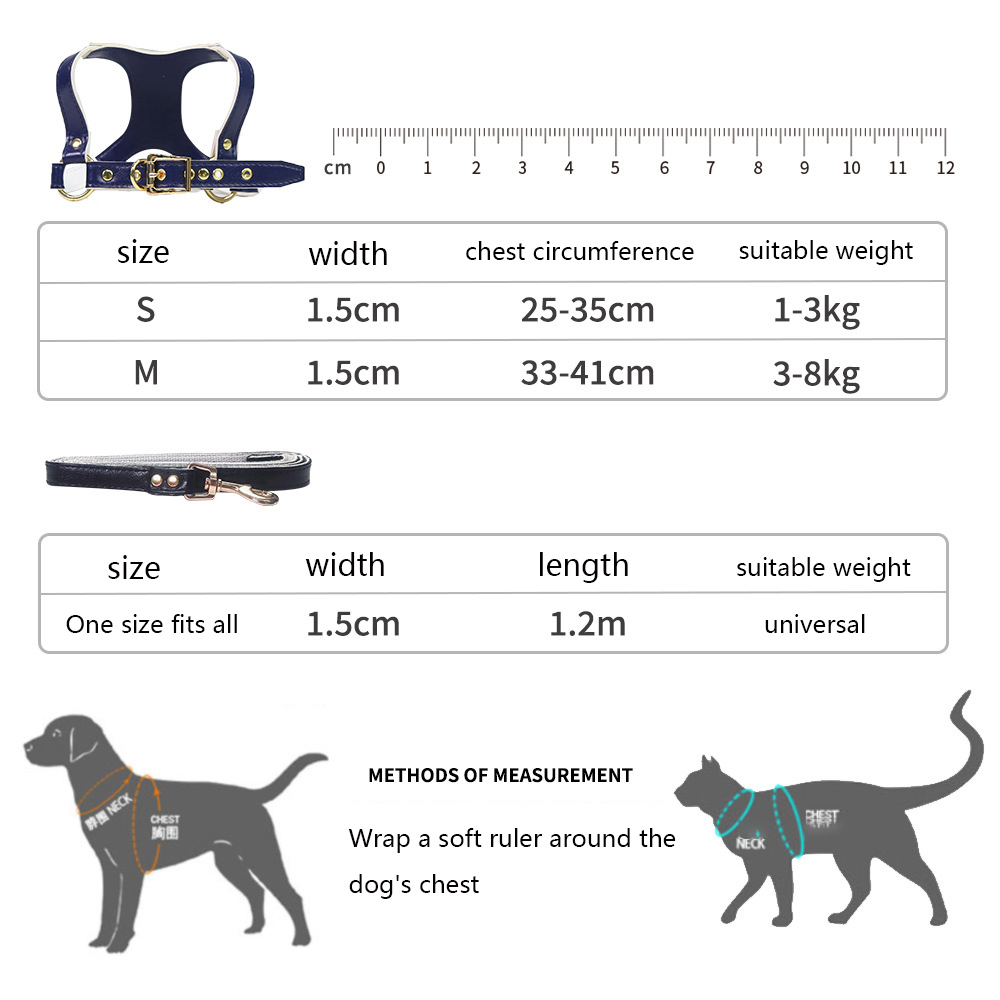 Leather Puppy Harness and Leash Adjustable Cat Harness Pet Supplies Walking Dog Out Small Dogs Cat Method Pitbull Teddy Supplies