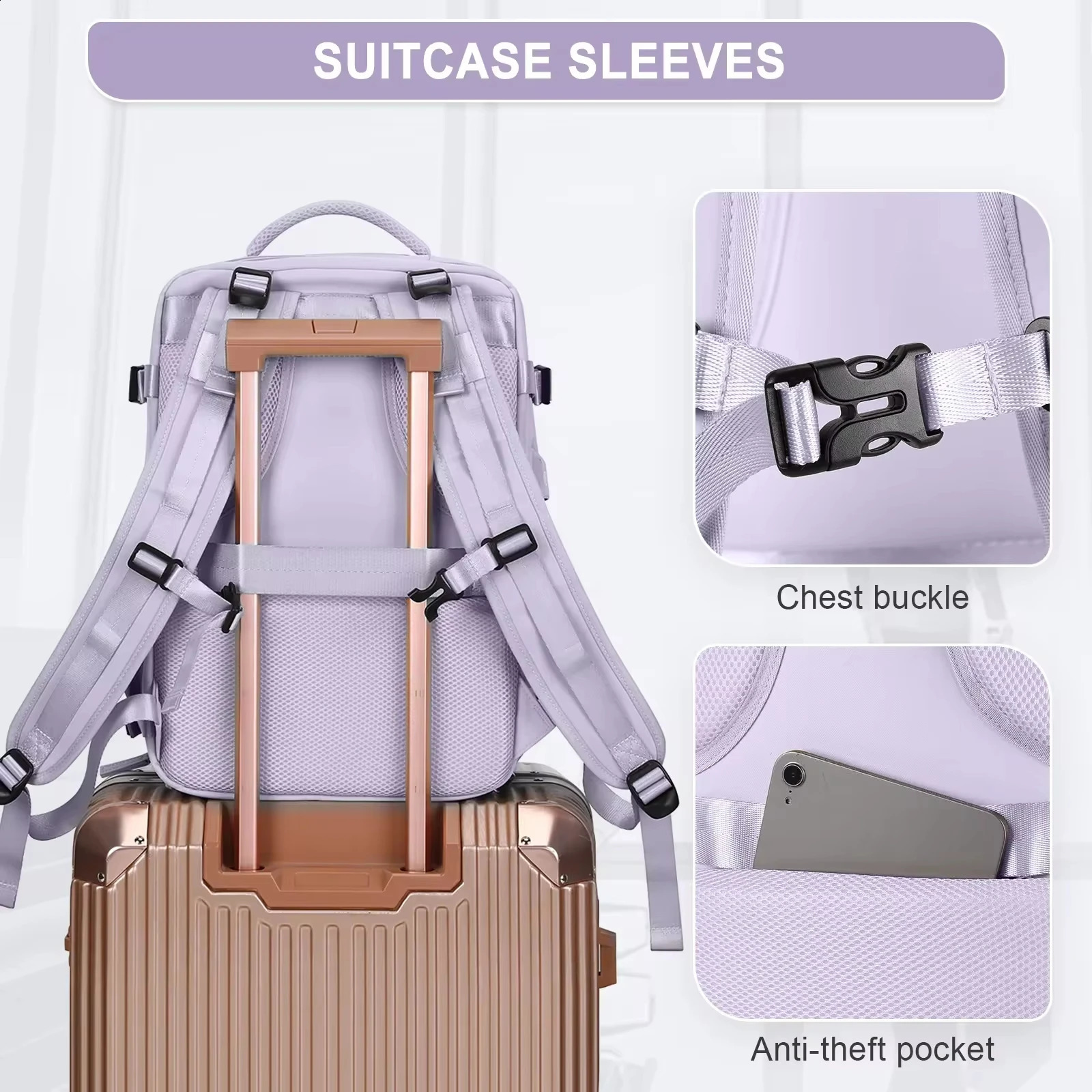 Buylor 40x25x20 Female Travel Backpack Airplane Cabin Backpack Carry on 14 inch Laptop Backpack Casual School Backpack 240914