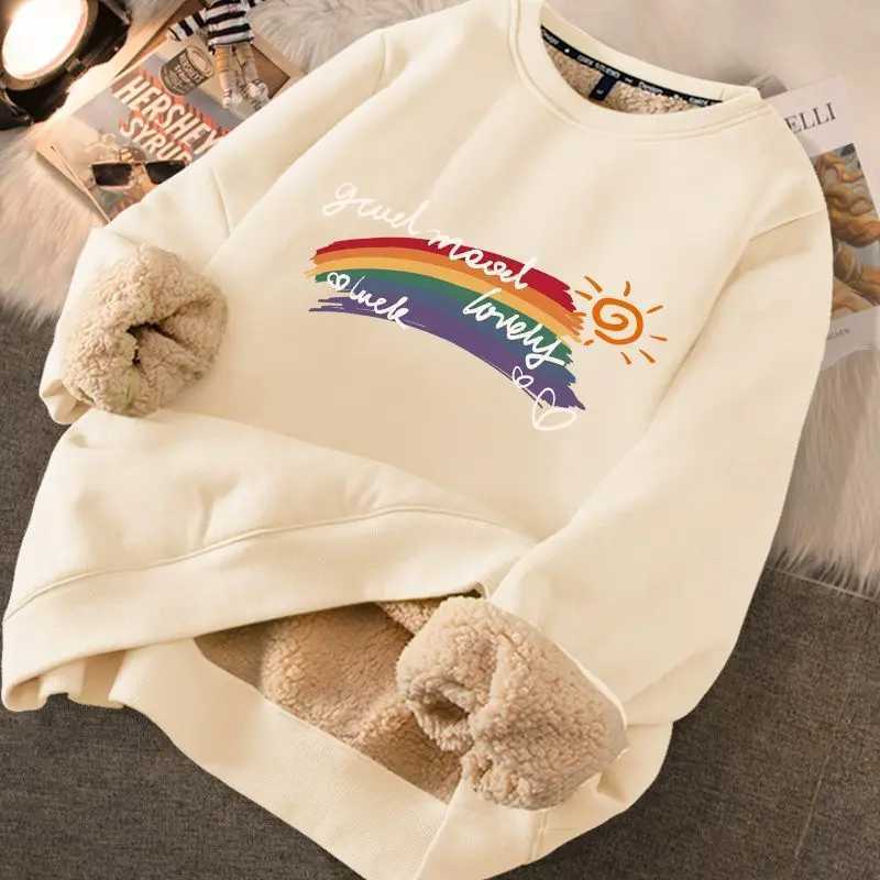 Women Autumn Sweatshirts Warm Thicken Fleece Hoodies Cute Printed Casual Loose Thermal Sweatshirts For Women 2024 WinterX241016