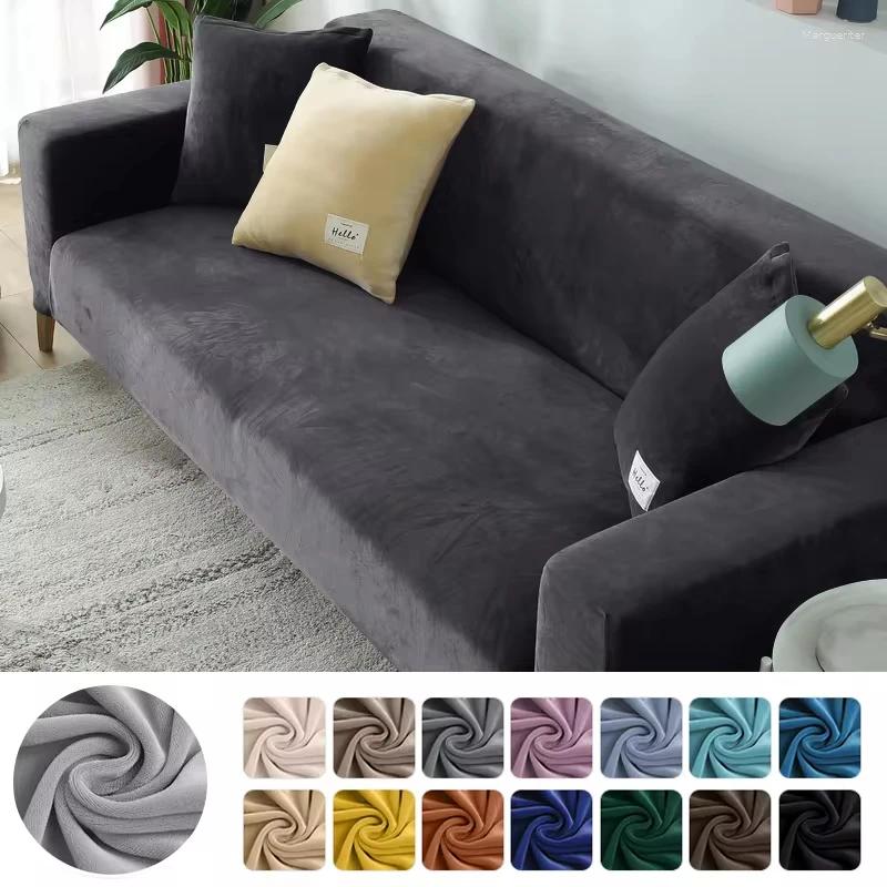 Chair Covers Soft Veet Plush Sofa Cover For Living Room 1/2/3/4 Seater Warm Elastic Couch Home L Shape Sectional Slipcovers