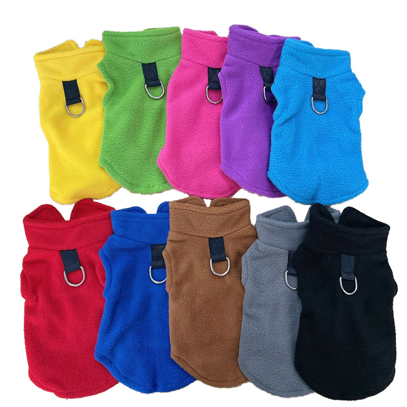 Soft Fleece Dog Clothes Solid Color Warm Pet Vest For Small Dog Back Traction Ring Chihuahua Clothing Puppy Costume Pet Supplies