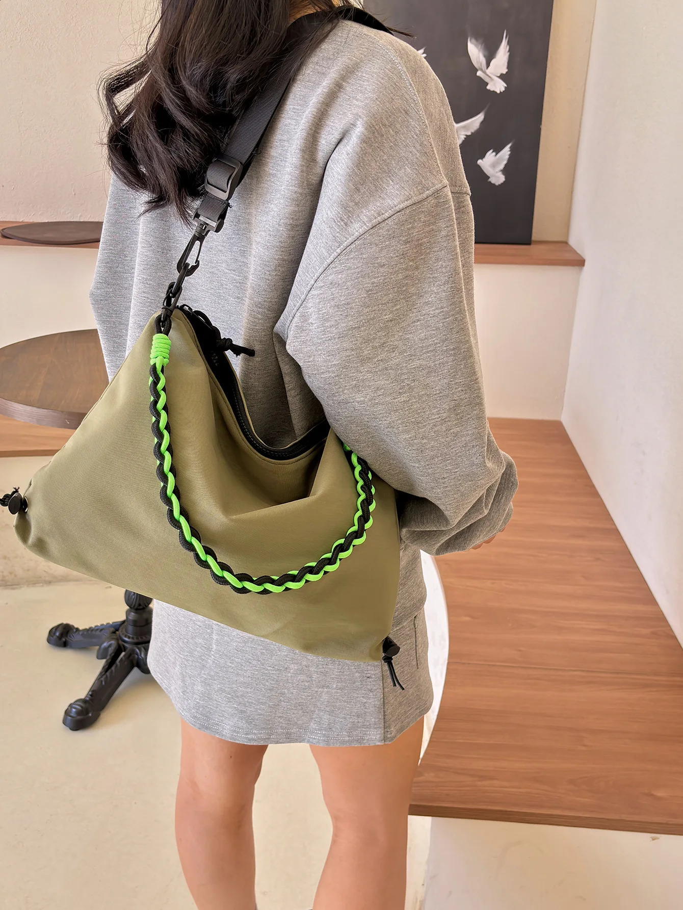 Canvas handbag fashionable womens cross shaped bag multipurpose reusable shoulder casual fashion edition 240910