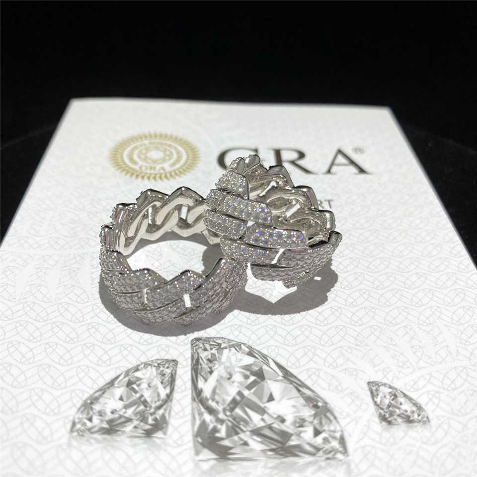 Band Cuban Custom Hip Hop Sterg Vvs Moissanite Dia Rings Men Iced Out Sier Ring Gold Plated For Women Jewelry Gift