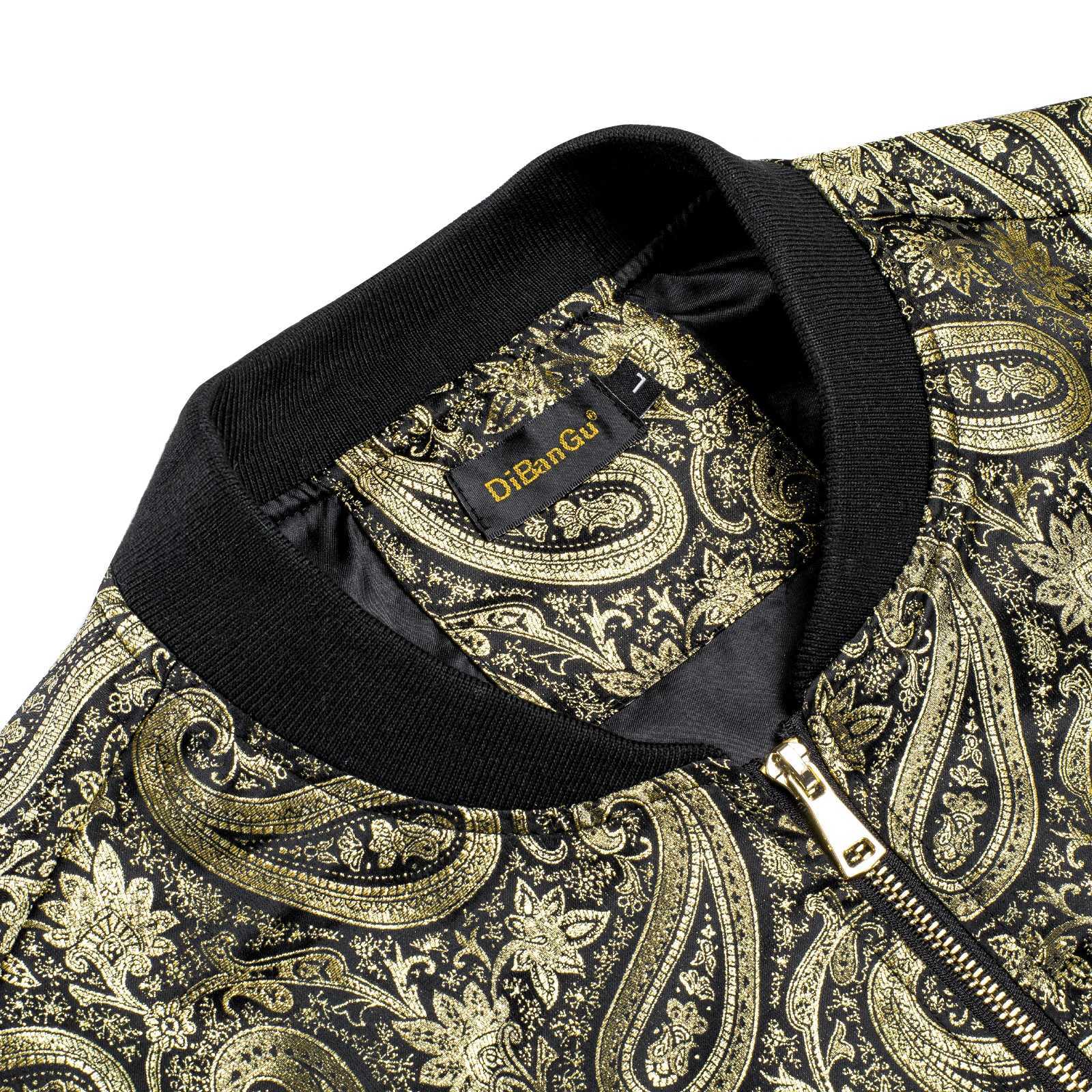 Men's Jackets Mens black gold zipper jacket Pasiley casual jacquard jacket sports streetwear mens autumn and winter high street baseball uniform 