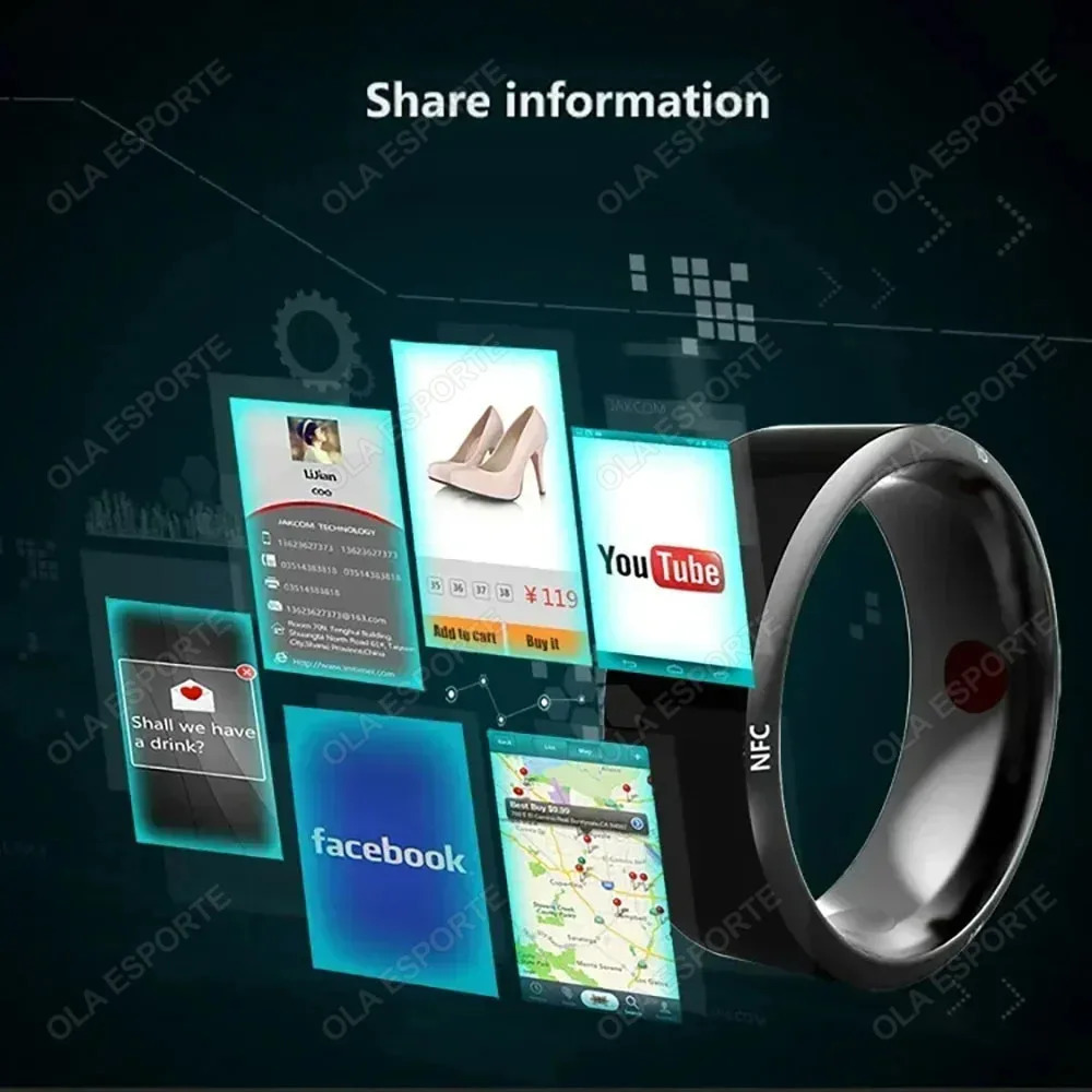 Fashionable NFC Control Smart Ring Electronic Bluetooth Ring Solar Ring IC Rewritable Analog Access Card Tag Key Ip68 Waterproof 240911