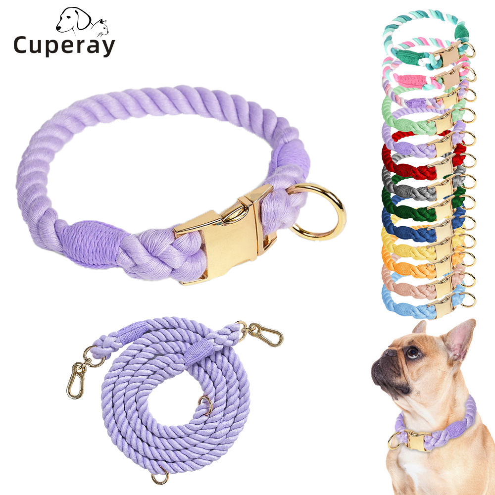 Macaron Pet Collar & Leash Set,Versatile High Quality Heavy Duty Strong Dog Leash with Exquisite Metal Fasteners Pet Accessories