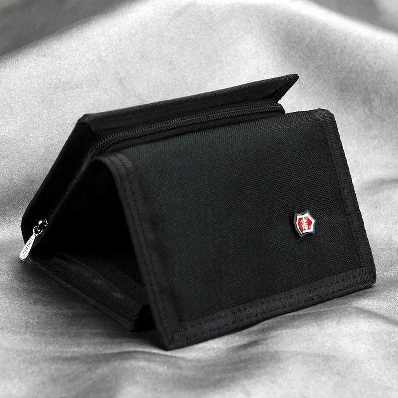 Mens 5-color Korean three fold coin wallet canvas wallet solid color fashionable ultra-thin multifunctional classic portable card holder Z250411