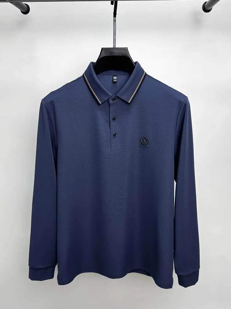 2024Highend Mens POLO Shirt Autumn And Winter item Exquisite Printed Ice silk Long sleeve Fashionable lapel Menswear 240911