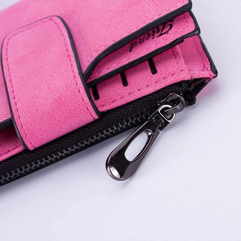Womens Matte Short Leather Wallet - Hasp Zipper Coin Purse Card Holder, Clutch, X2409 4 1f992