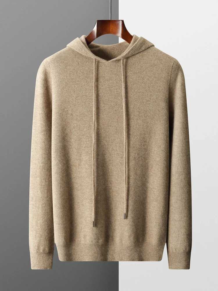 New Winter Mens Cashmere Hoodie Sweater 100% Merino Wool Hoodie Zipper Large Size Knitted High Quality Soft Casual Jumper W240911