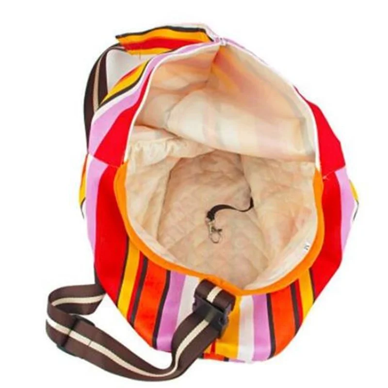 Striped Small Dog Pet Cat Sling Carrier Bag Adjustable Single Shoulder Bag Outdoor Pet Carriers Dog Kittens Puppy Carrier Travel