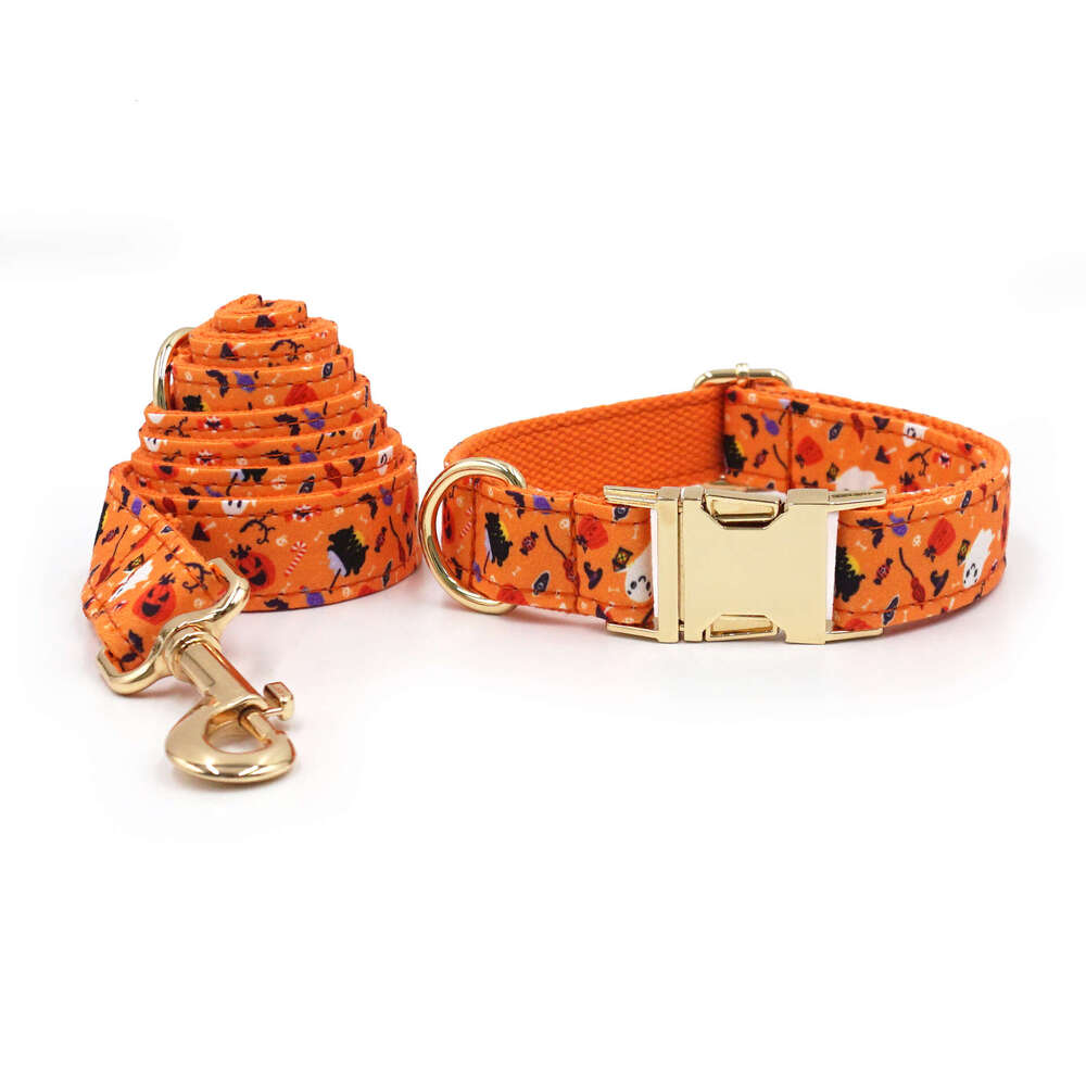 Funny Prints Traction Rope Drop Shipping Of Dog Cute Ghost Printed Pet Collars Halloween Leash Dogs