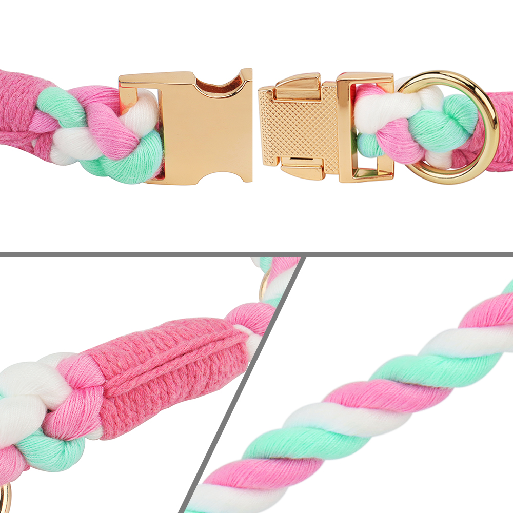 Candy Colors Dog Collar,Polyester Cotton Pet Collar with High Quality Metal Buckle & Alloy D-Hook for Large, Medium Small Dogs