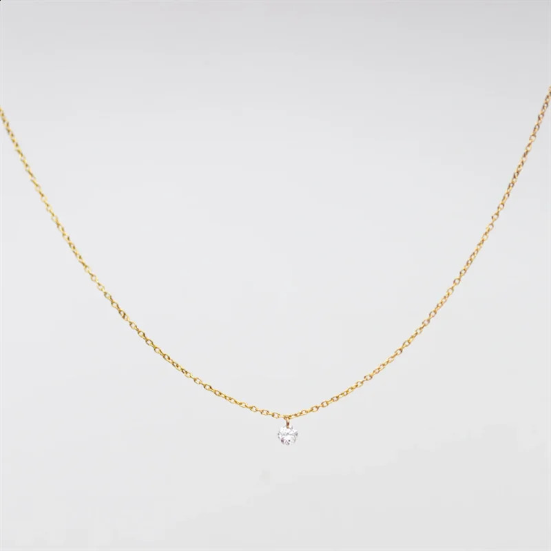 A genuine 14K gold-plated zircon necklace Dainty Gold Choker handmade pendant waterproof necklace Boho jewelry suitable for women 240909