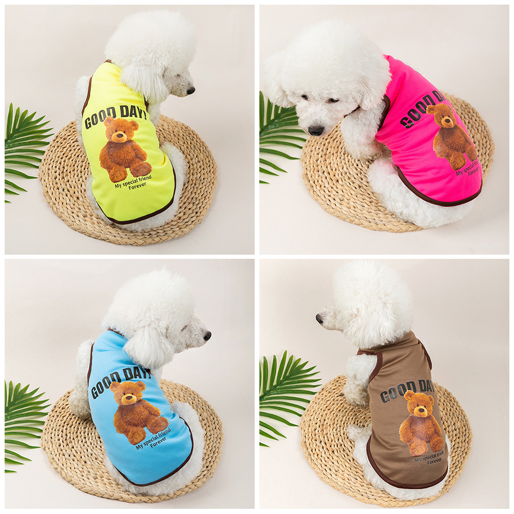 Summer Pet Sleeveless T-shirts Dog Vests Bear Pattern Clothes For Dogs Or Cats Puppy Pet Shirt Cute Summer Pet Products