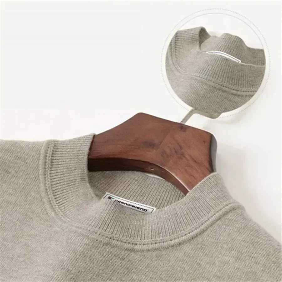 Luxury brand mens plain neck 100% pure wool sweater top autumn and winter cashmere sweater mens warm knitted sweater with floral pattern W240909