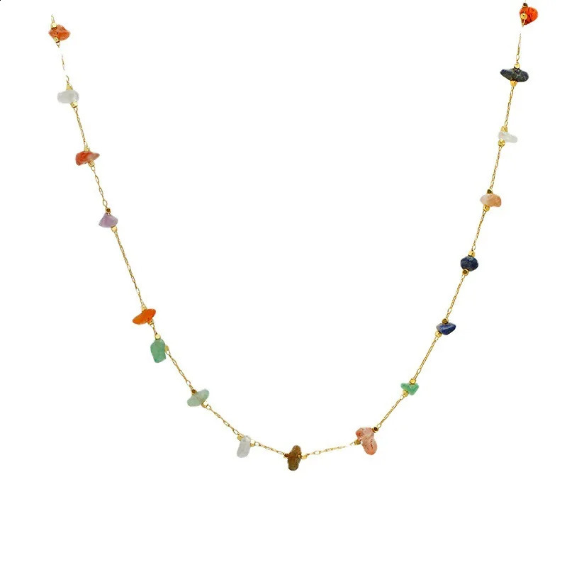 Fashionable and cute natural stone necklace suitable for women summer simple crystal Kravik chain necklace jewelry gift 240910