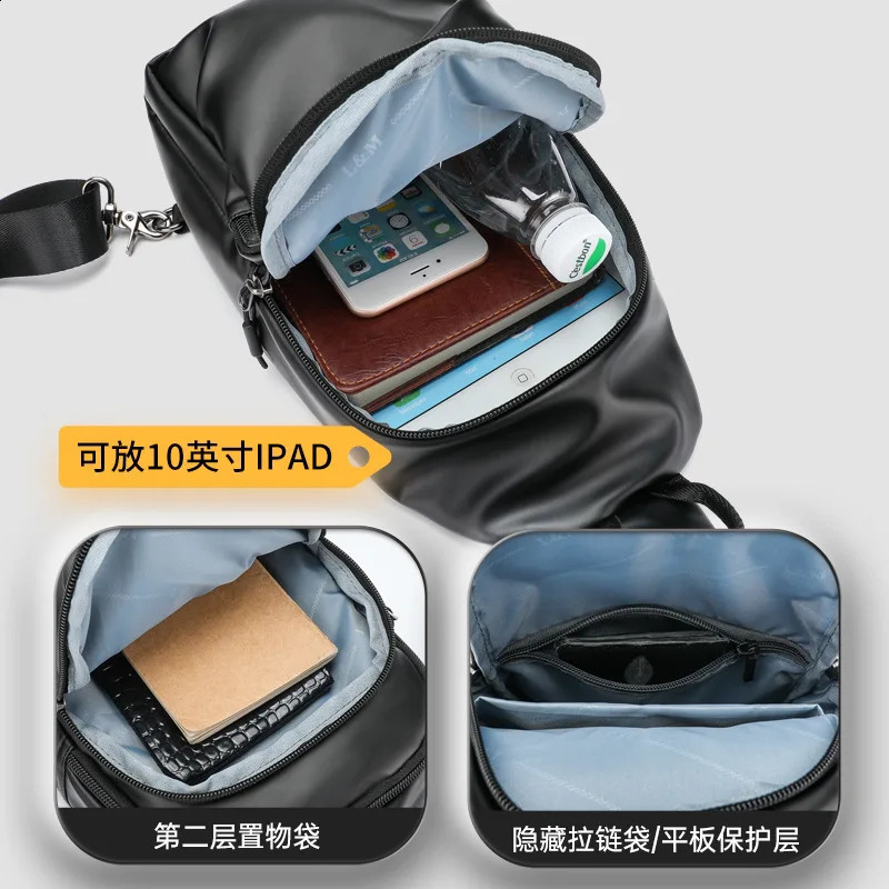 Mens chest bag cross body casual waterproof Oxford cloth small backpack high-capacity personalized trendy shoulder bag 240907