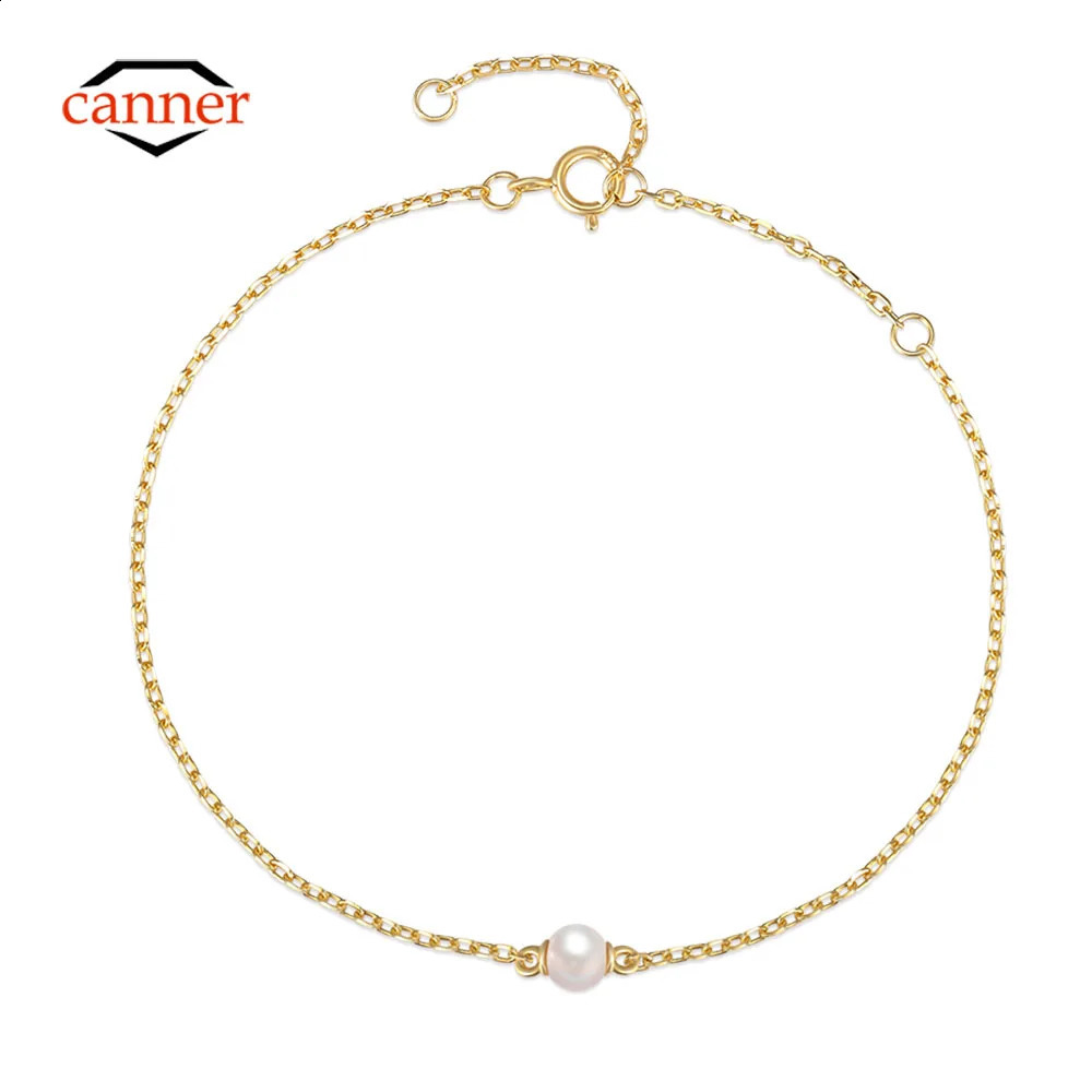 Canner Cute Pearl 925 sterling silver bracelet suitable for women thin chain wedding parties chain exquisite jewelry box mothers gift 240910
