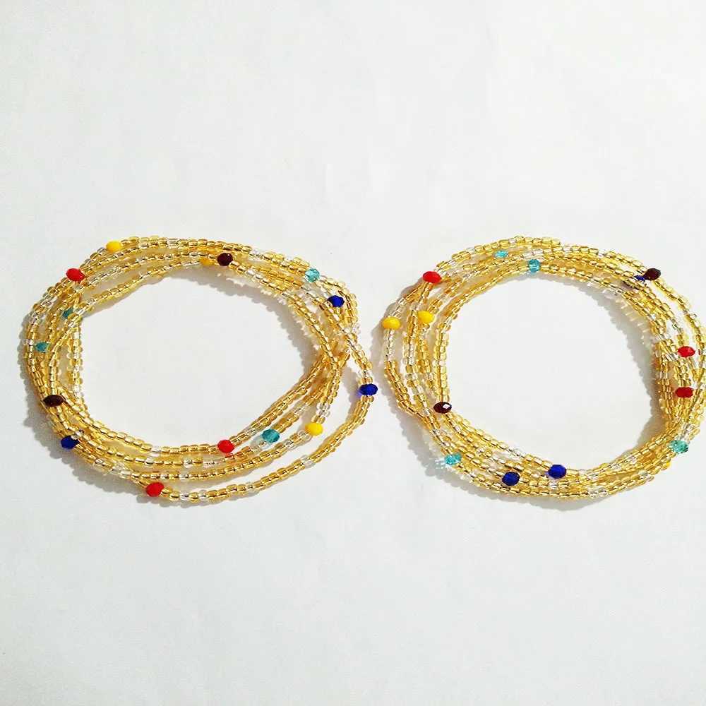 Colorful Beaded Elasticity Waist Belly Chain for Women Girl 2023 Fashion Summer Beach Waistband Bikini Beads JewelryXJ250224