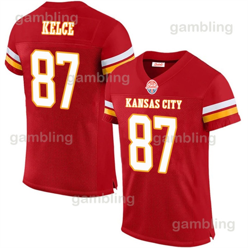 Mens/Youth Custom Football Jerseys Mahomes Kelce Noah Gray 52 25 Clyde 8 Justyn 56 George 35 Christian 16 Len 88 Tony Embroidery Name and Number