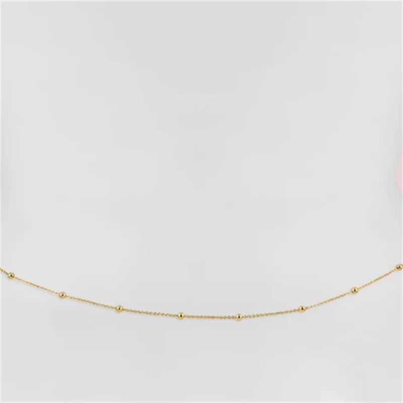 Girls Simple Beaded Belly Chains For Women Antique Gold Color Metal Beach Bikini Single Link Chains Waist Body Jewelry AccessoryX2409