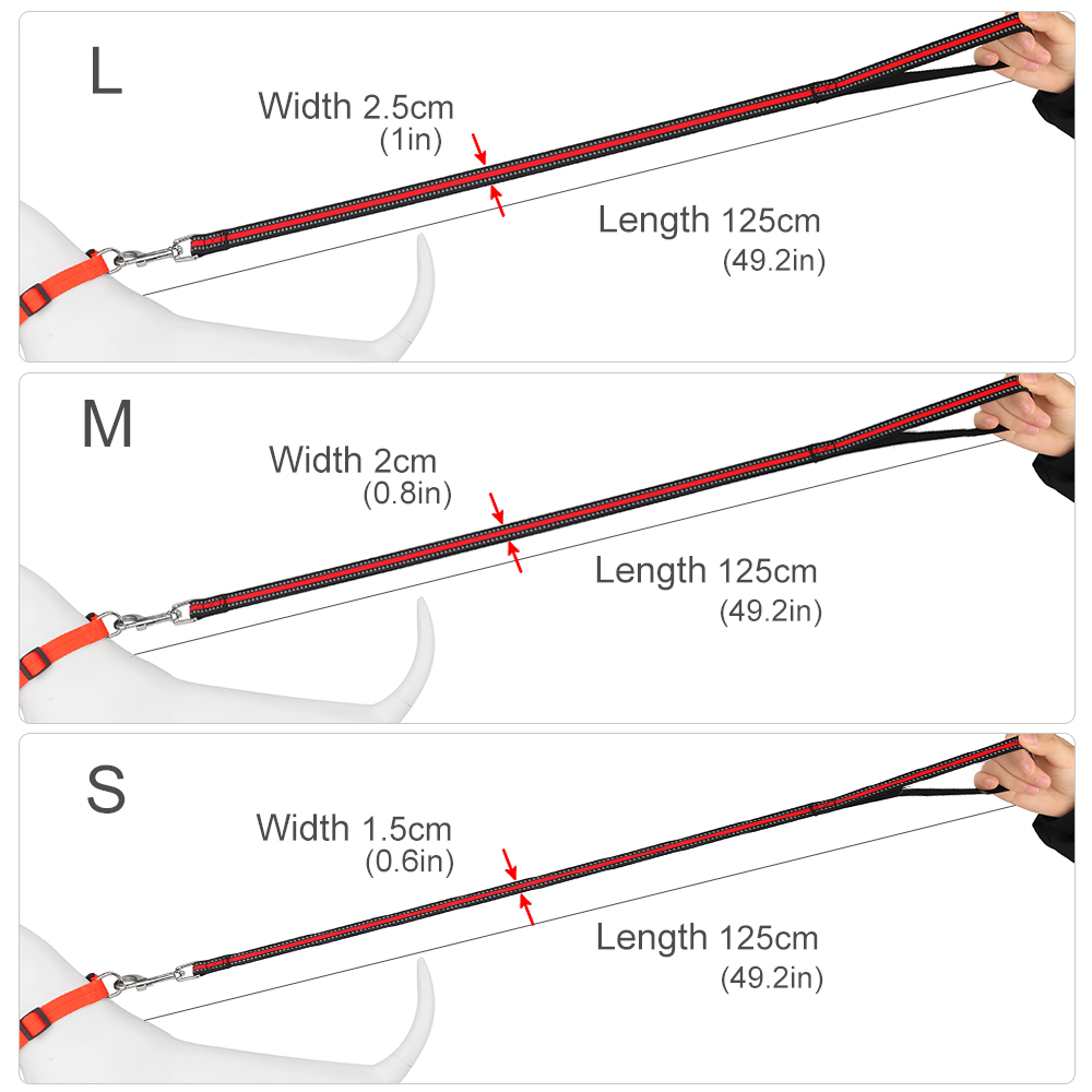 Nylon Dog Leash Night Reflective Pet Leash Three Sizes for Large, Medium Small Dogs & Cats for Dog Walking Training pet Supplies