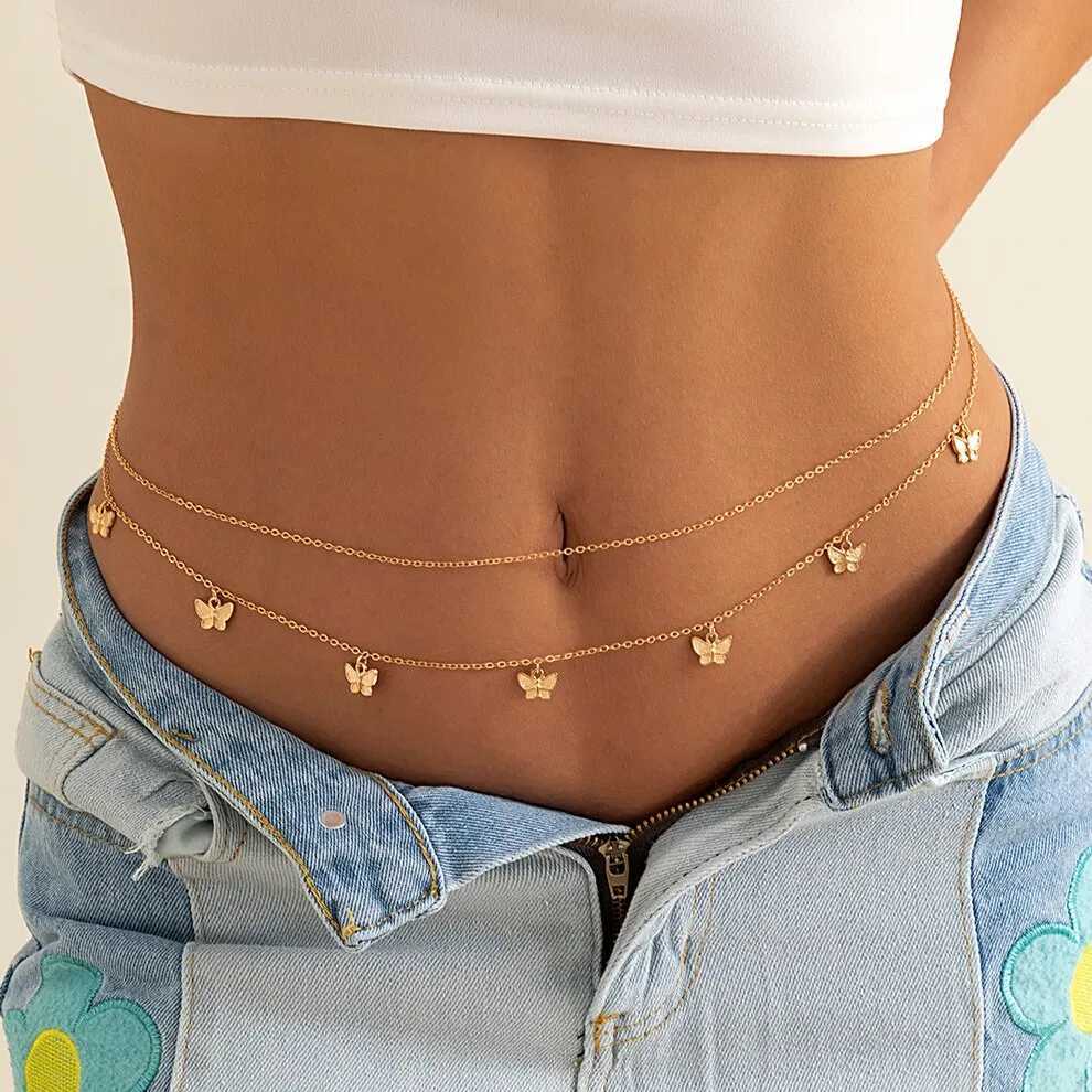 Classic Retro Cute Butterfly Waist Belly Chain for Women Summer Beach Sexy Simple Body Chain Vacation Jewelry Accessories GiftX2409
